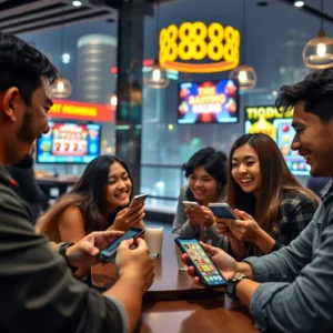 Mega888 online gaming platform on a mobile screen, showcasing vibrant casino games and slot machines.